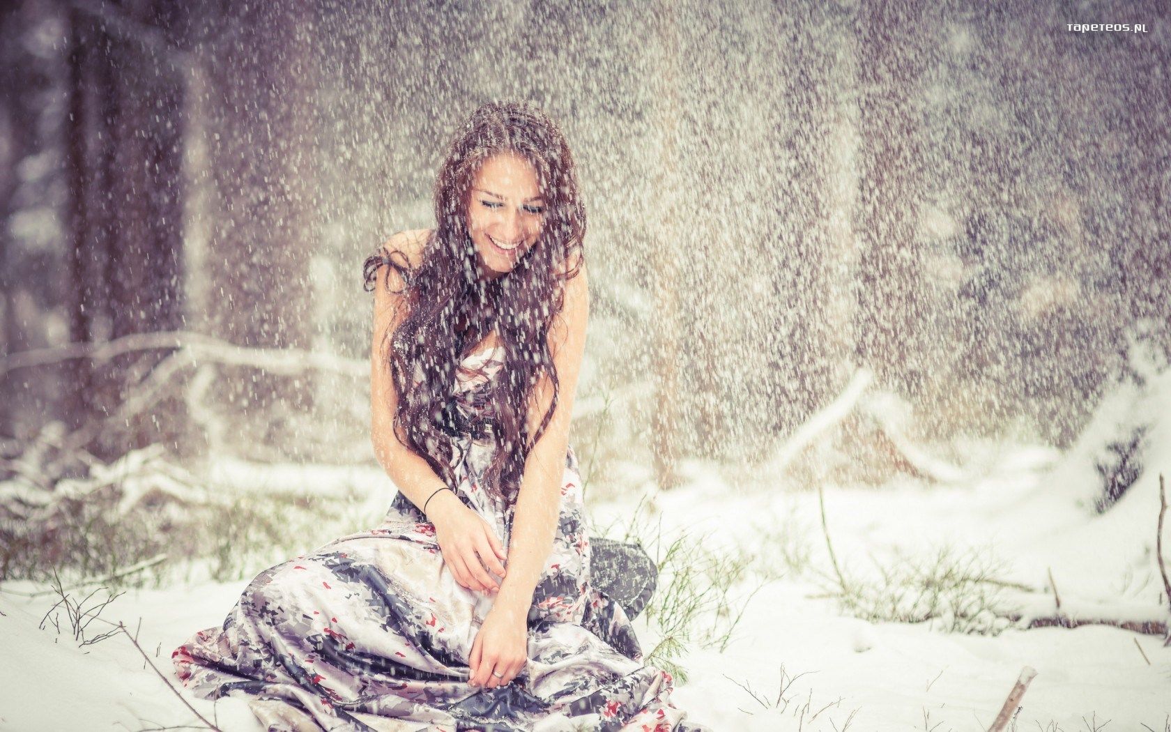 Kobieta, Girl 1680x1050 291 Zima, Śnieg