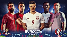 UEFA Euro 2016 Francja 069 Arda Turan, Cristiano Ronaldo, Robert Lewandowski, Anthony Martial, Wayne Rooney