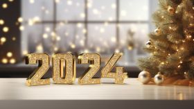 Sylwester, Nowy Rok, New Year 1232 Okno, Choinka, Bombki, Swiatelka, 2024 Rok