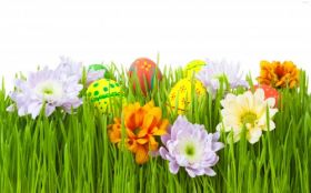 Wielkanoc 420 Trawa, Kwiaty, Pisanki