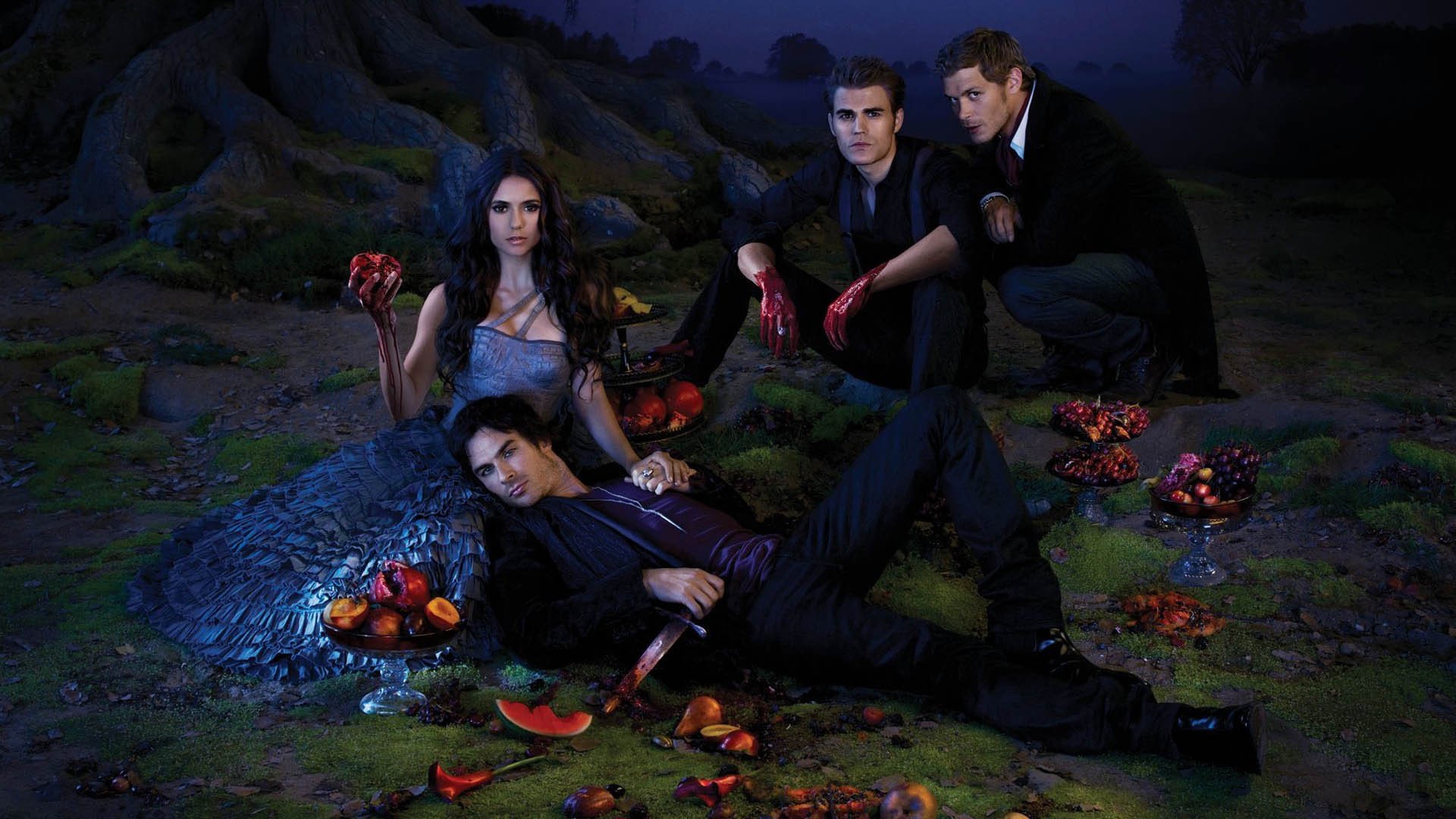 Pamietniki wampirow, The Vampire Diaries 046 Nina Dobrev, Ian Somerhalder, Paul Wesley