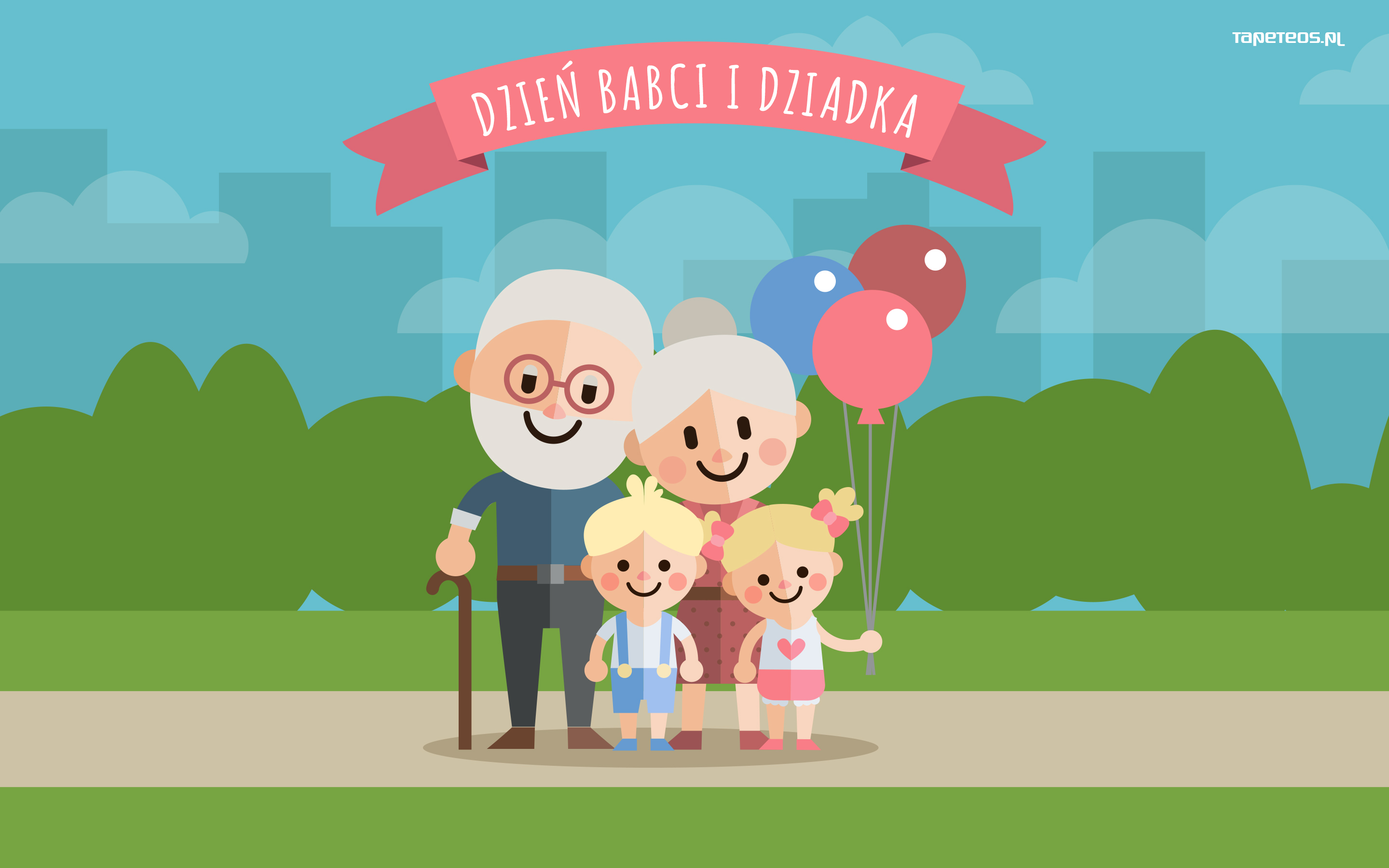 Dzien Babci i Dziadka 010 Vector, Babcia, Dziadek, Wnuczki, Kartka