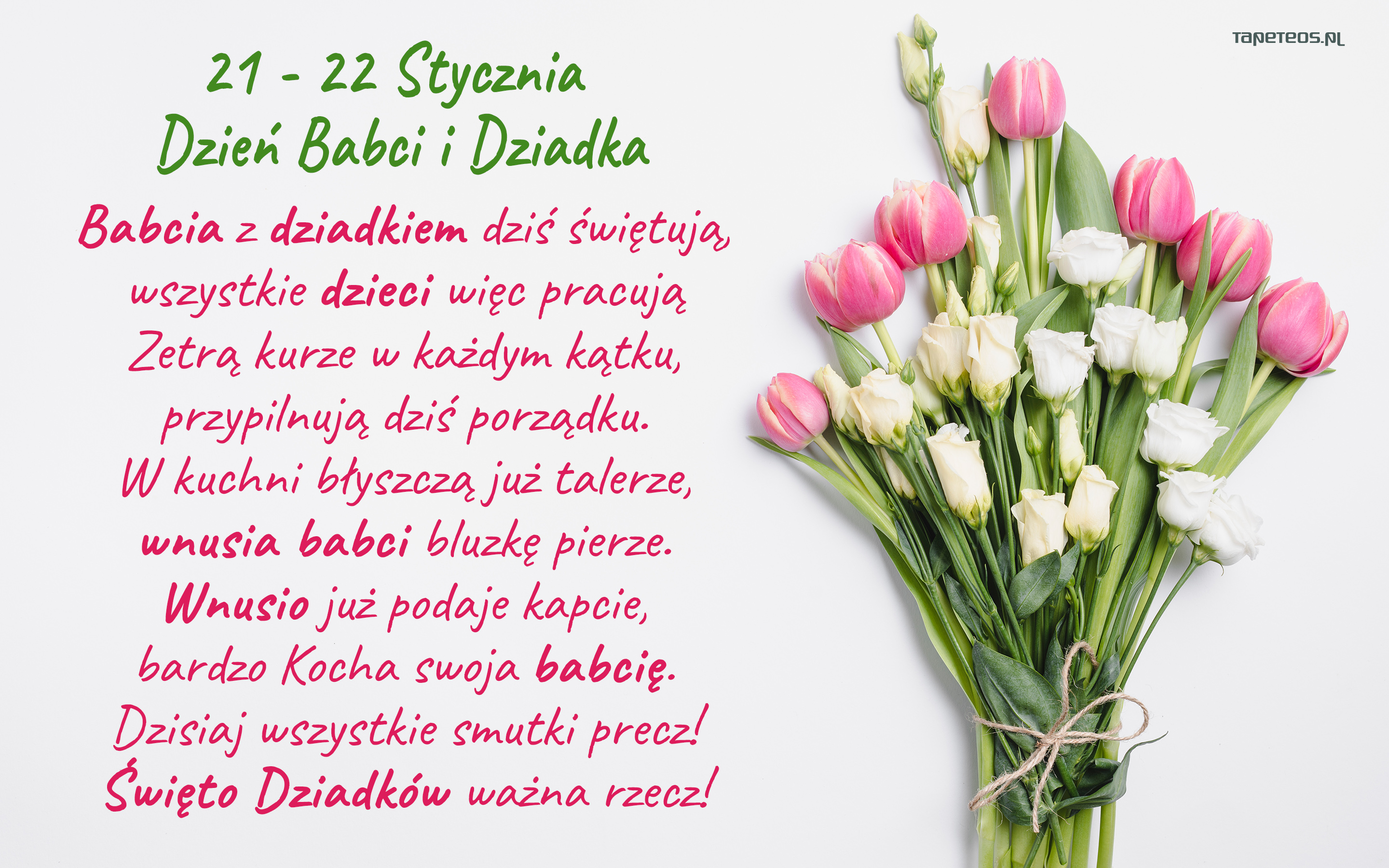 Dzien Babci i Dziadka 023 Zyczenia, Bukiet Kwiatow, Babcia z dziadkiem dzis  swietuja ... - Tapety na pulpit