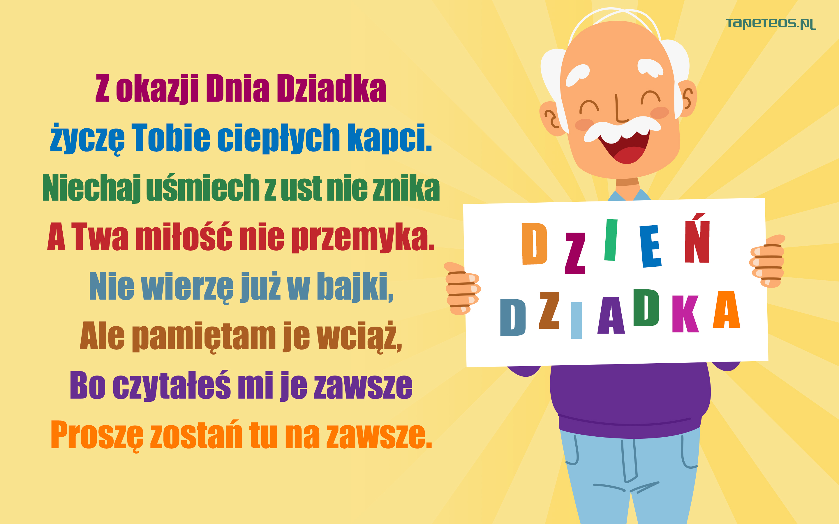 Dzien Babci i Dziadka 033 Zyczenia, Zycze Tobie cieplych kapci ...