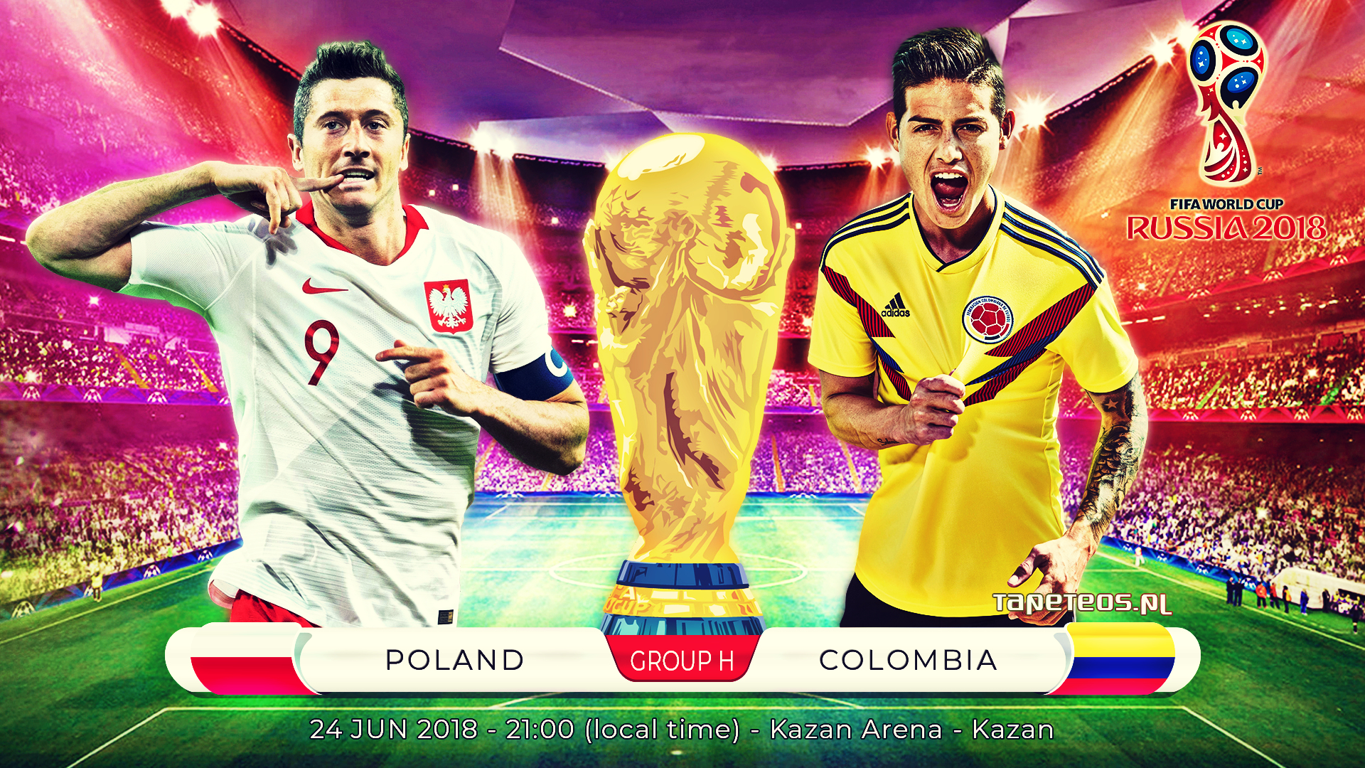 FIFA World Cup Russia 2018 035 24.06.2018 Mecz Polska - Kolumbia, Robert Lewandowski, James Rodriguez