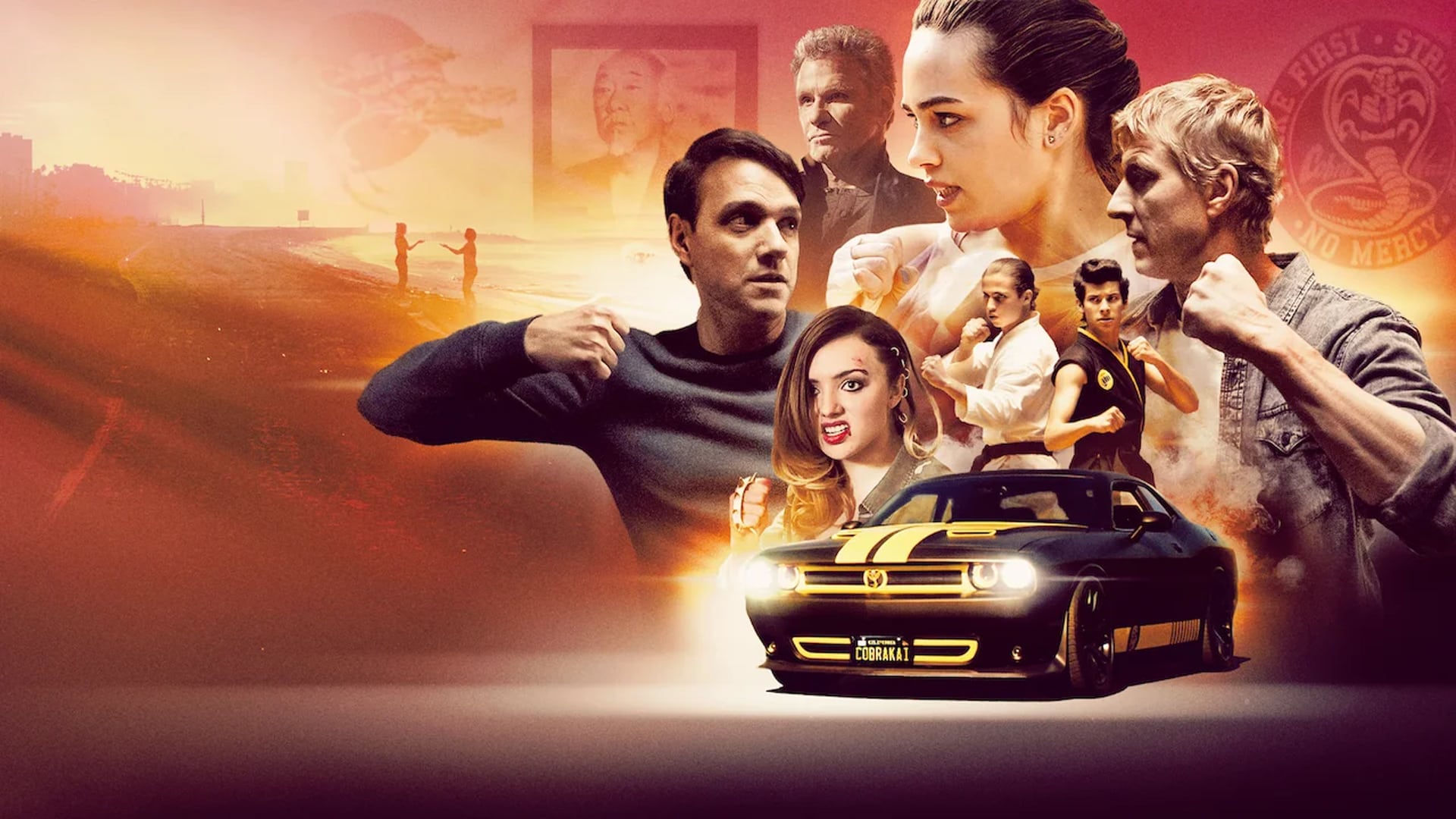 Cobra Kai (Serial TV 2018-) 012 Daniel LaRusso, Johnny Lawrence, Samantha LaRusso, John Kreese, Robby Keene, Miguel Diaz