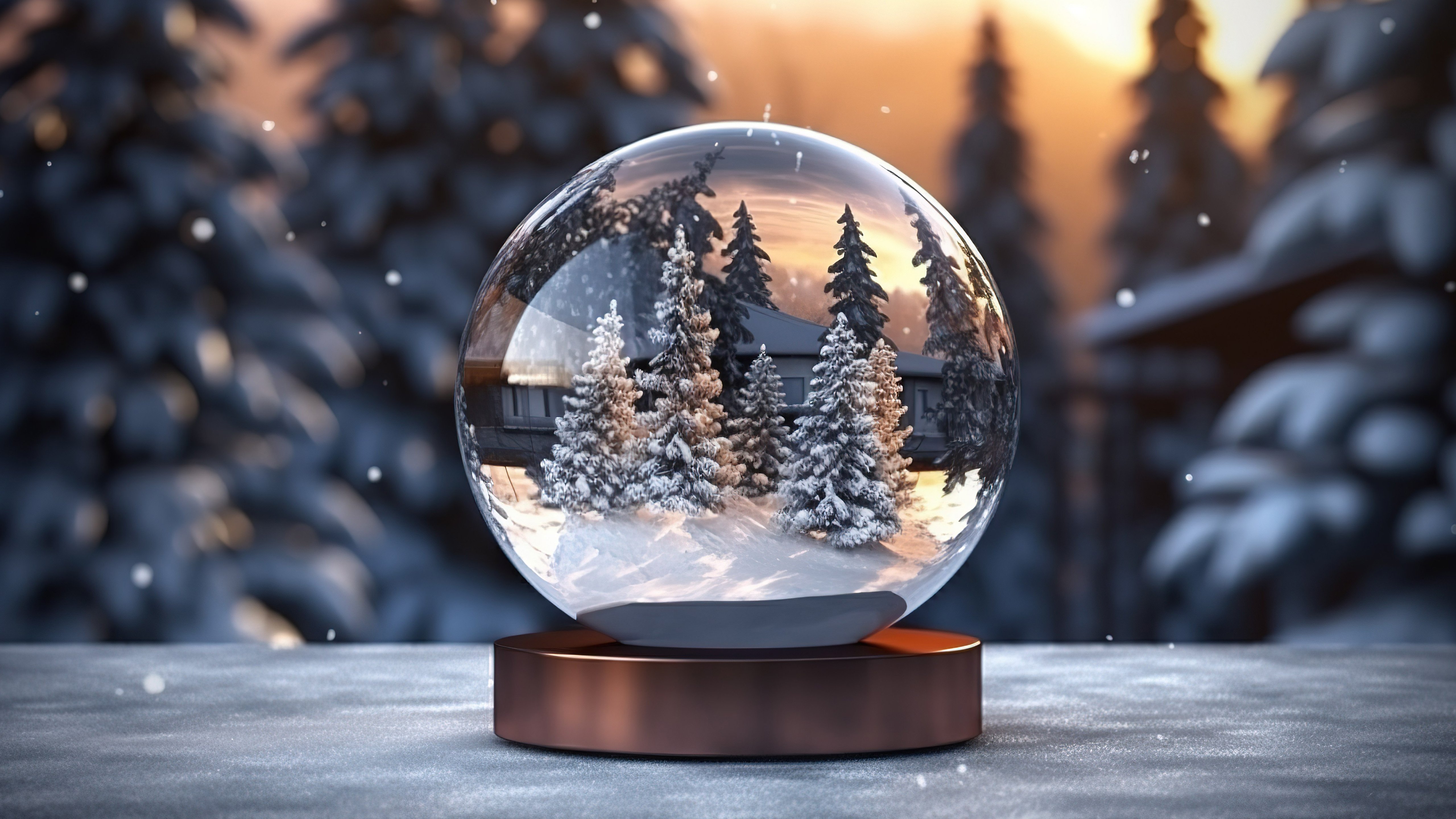 Swieta, Boze Narodzenie, Christmas 2200 Zima, Snieg, Choinki, Szklana Kula