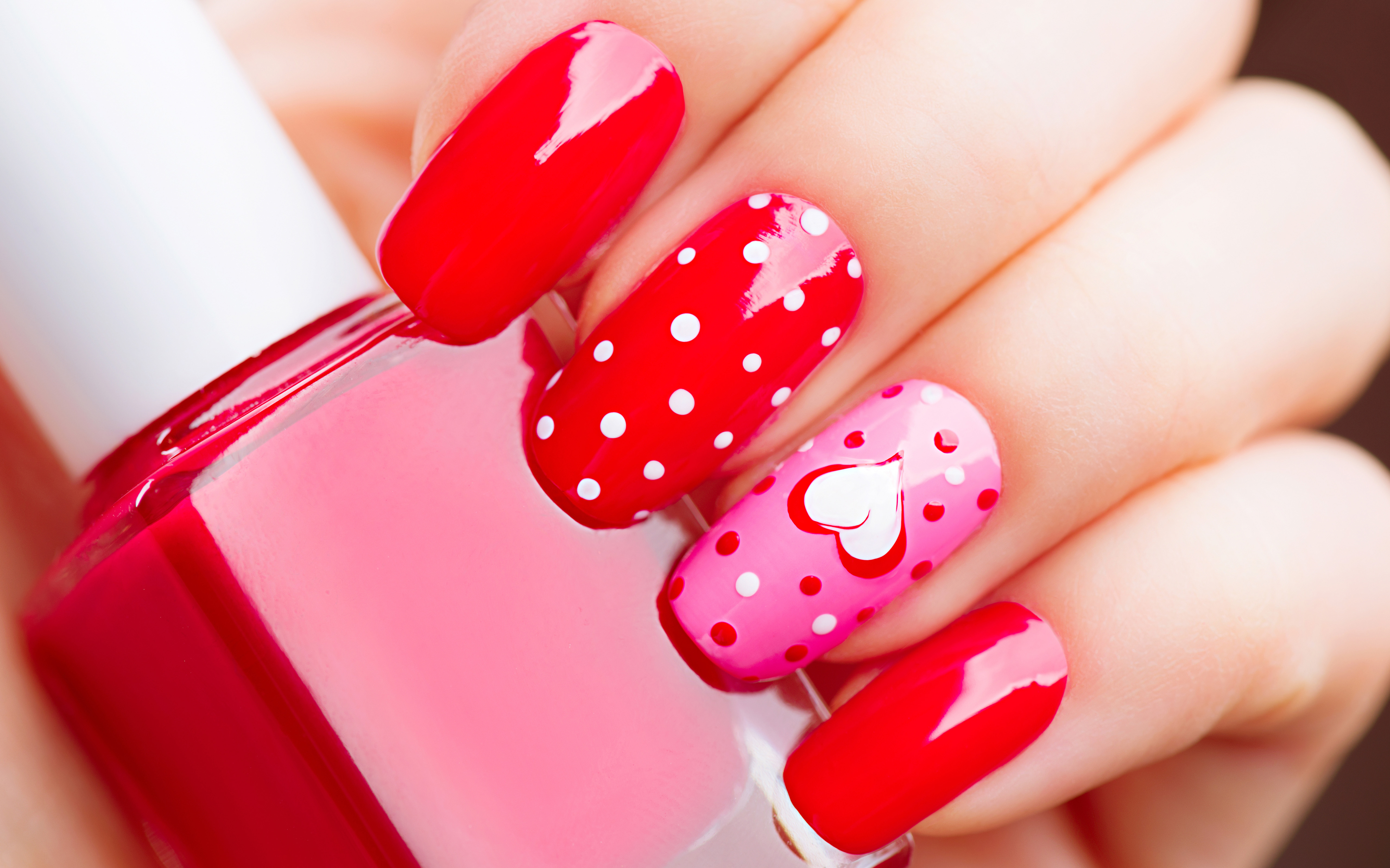Walentynki, Milosc 1420 Manicure, Paznokcie, Wzorki, Lakier