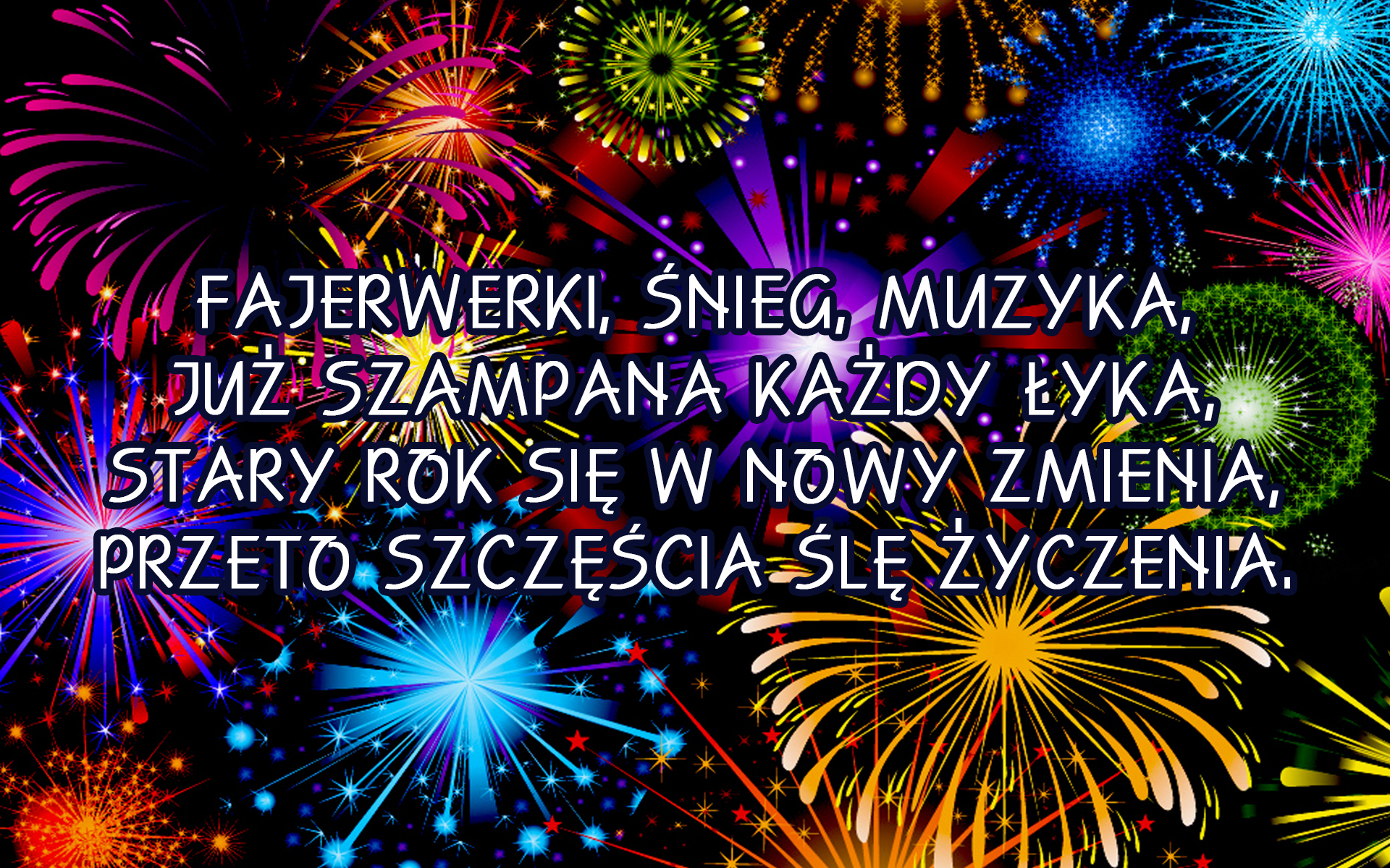 Sylwester, Nowy Rok, New Year 0815 Zyczenia, Fajerwerki, Snieg, Muzyka