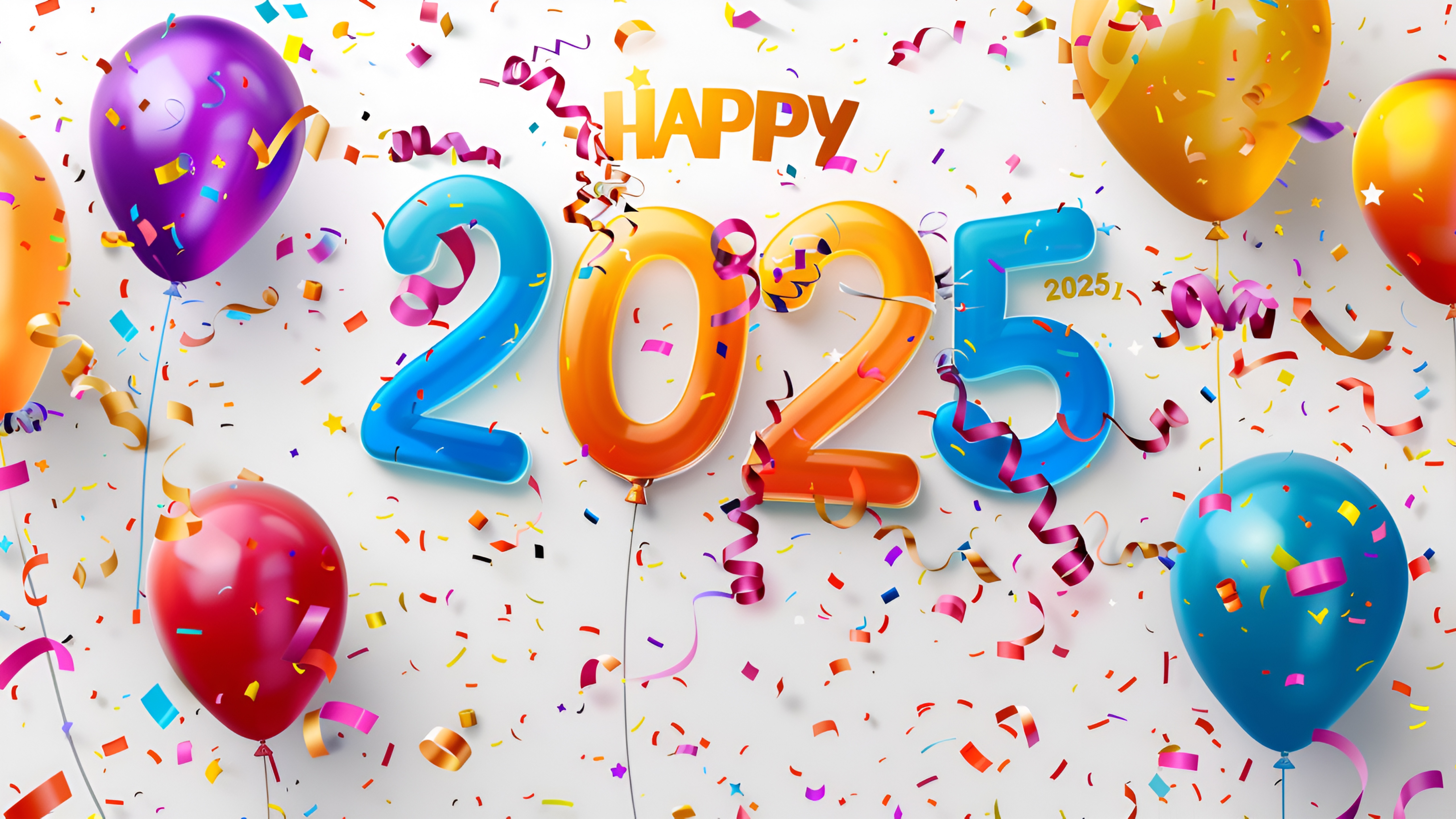 Sylwester, Nowy Rok, New Year 1273 Balony, Serpentyna, 2025 Rok