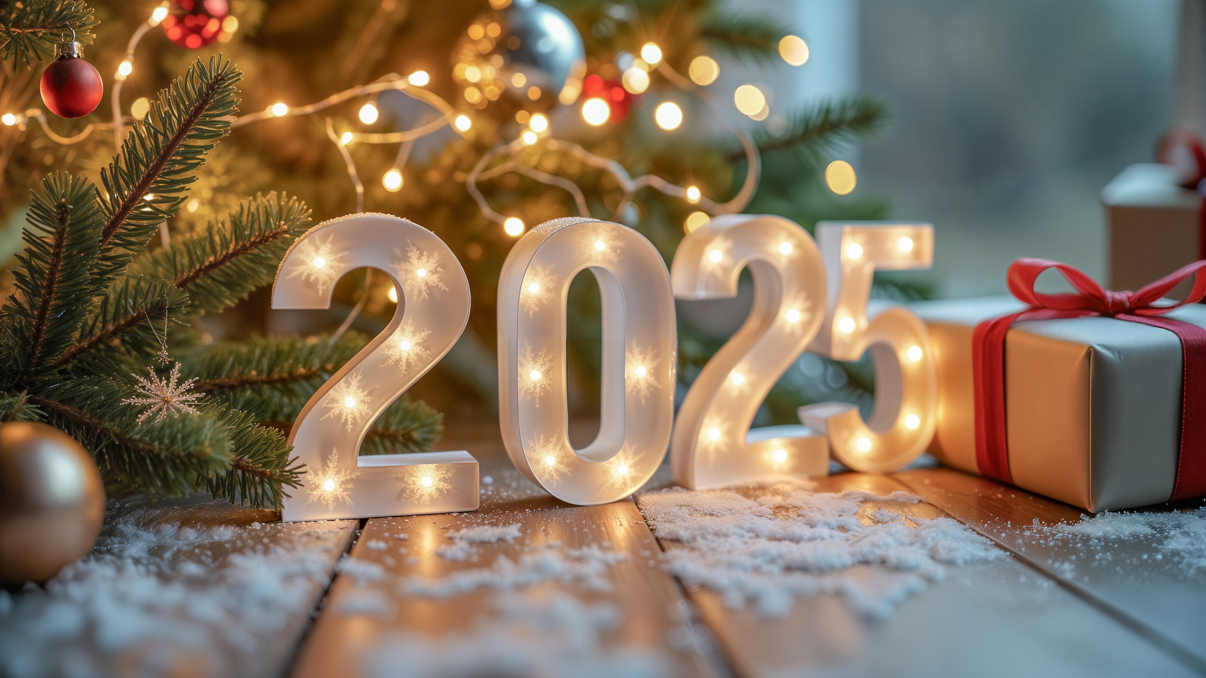 Sylwester, Nowy Rok, New Year 1312 Swierk, Bombki, Lampki, Prezenty, 2025