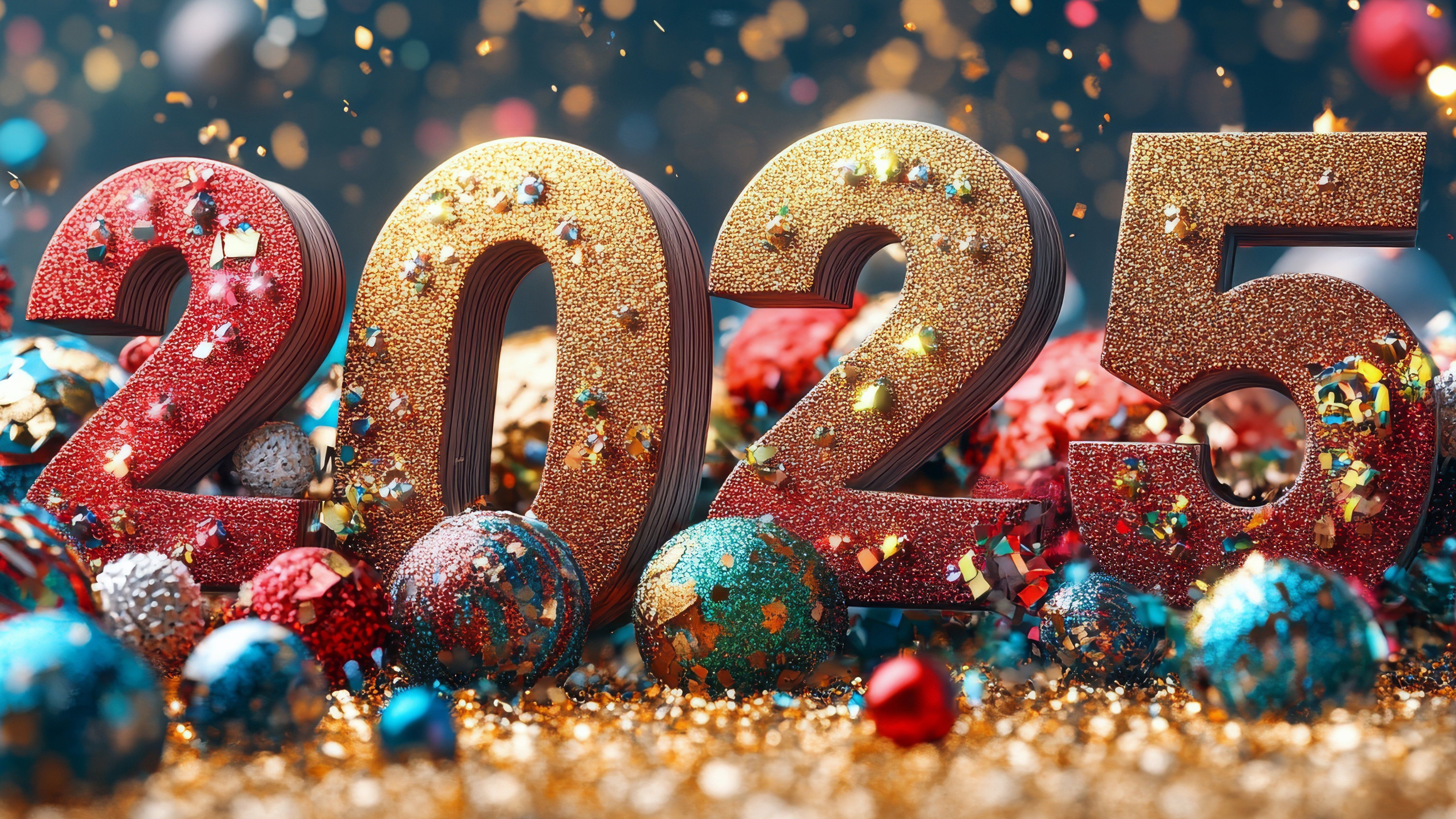 Sylwester, Nowy Rok, New Year 1315 2025, Bombki, Brokat