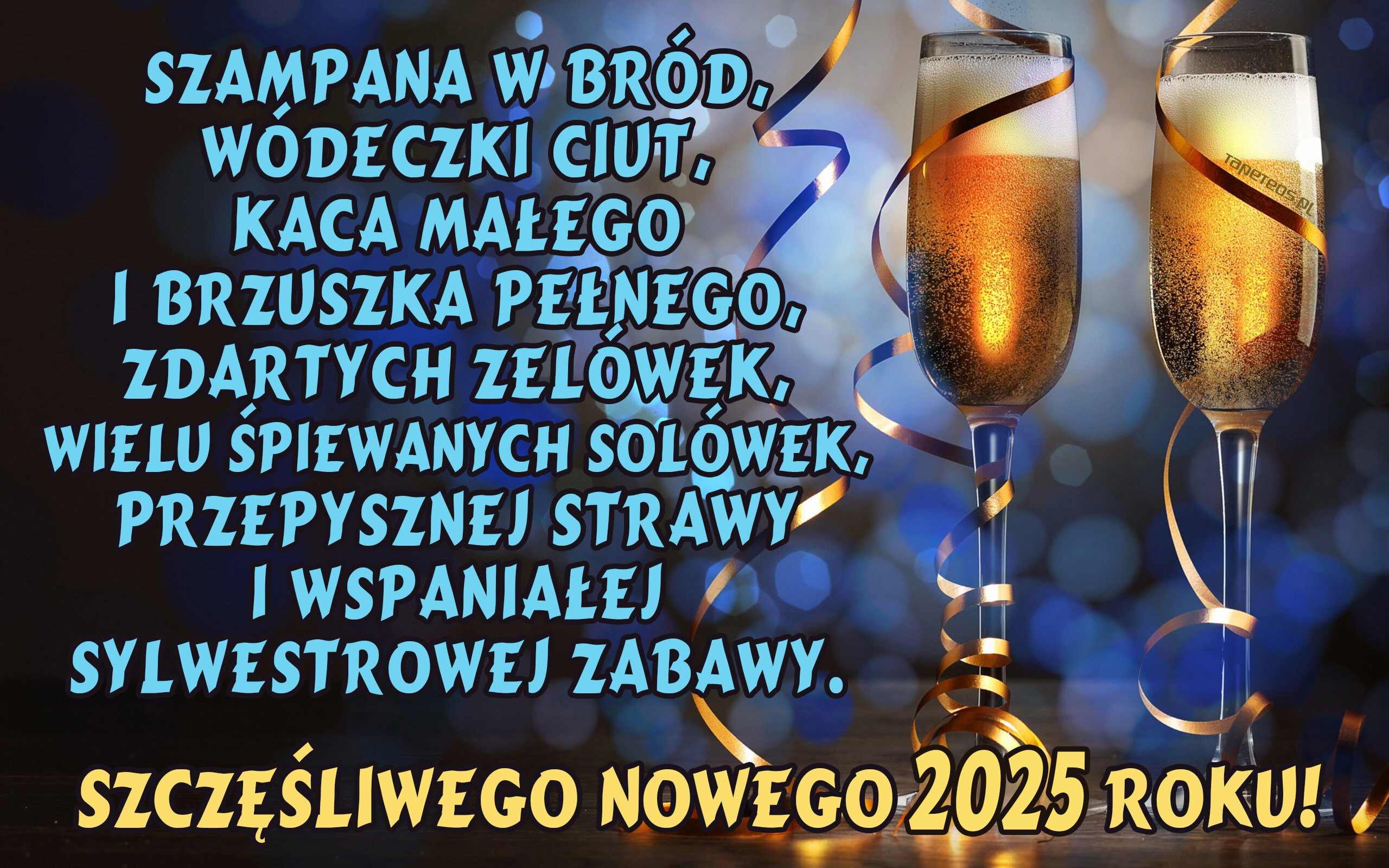 Sylwester, Nowy Rok, New Year 1325 Zyczenia Noworoczne, 2025 Rok, Kieliszki Szampana, Szampana w brod ...