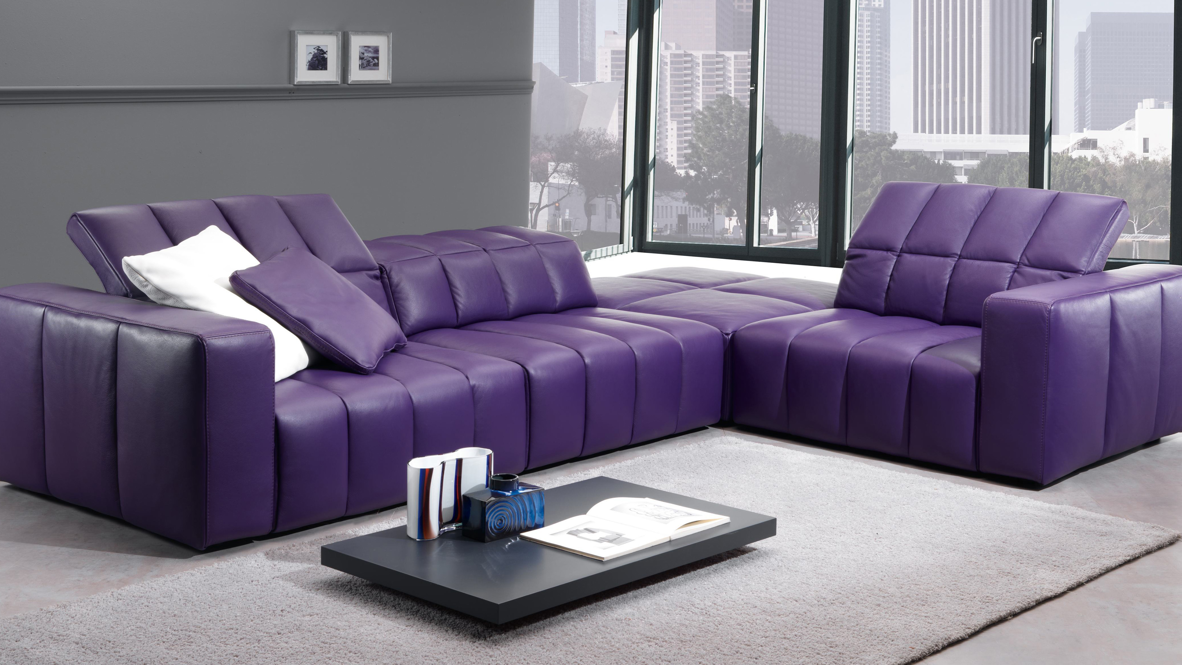 Wnetrze, Interior Design 397 Fioletowa Sofa Modulowa, Stolik