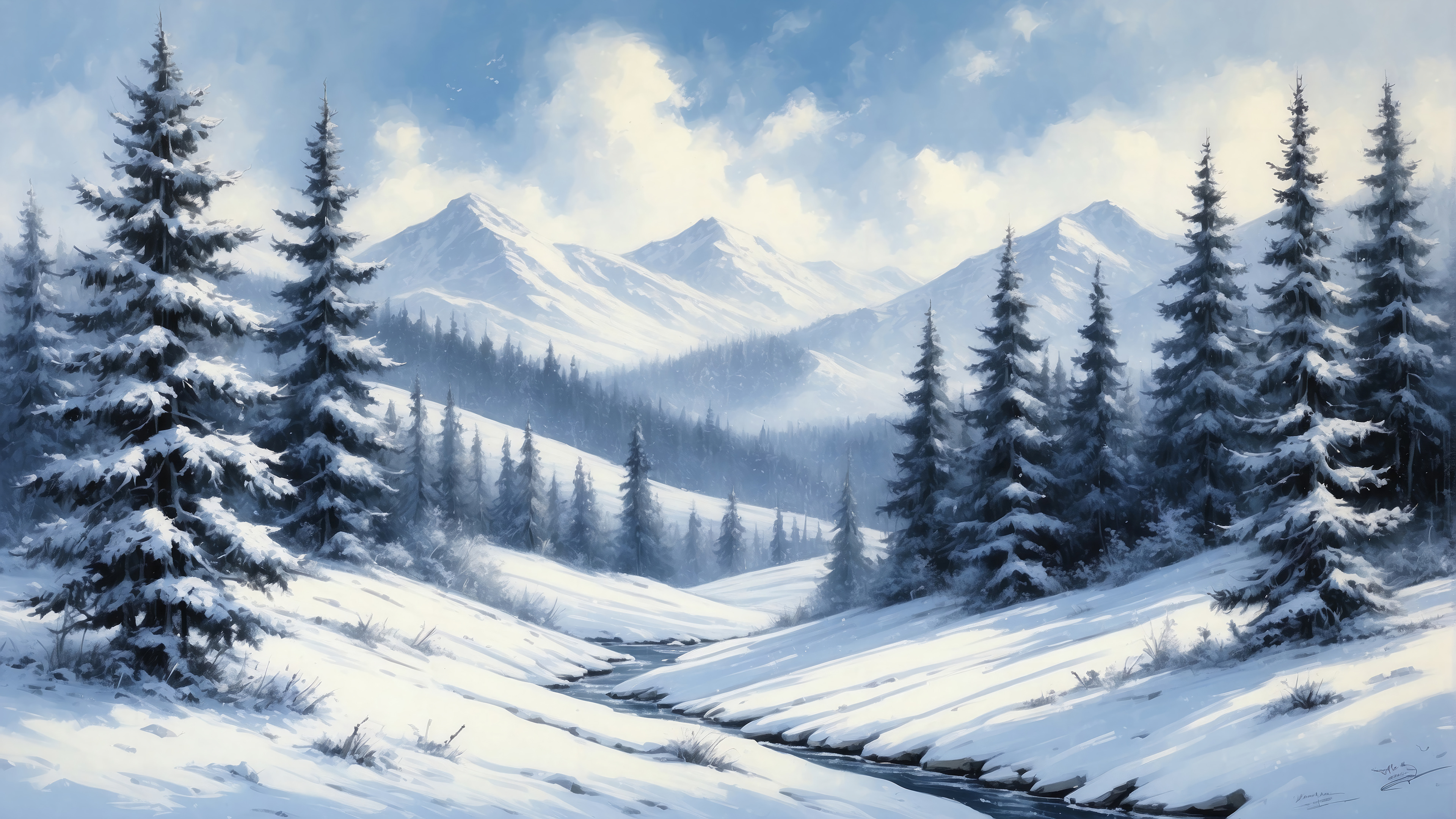 Zima, Winter 259 Gory, Drzewa, Snieg