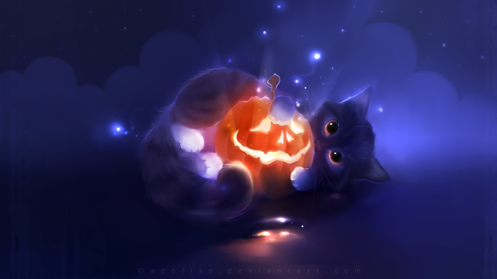 Halloween 1920x1080 017 Kotek, Dynia