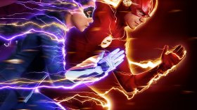 The Flash 024 Grant Gustin jako Flash, Jessica Parker Kennedy jako Nora West-Allen (XS)
