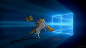 Windows 10 030 Kot, Jednorozec, Flaga, Humor