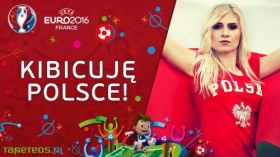 UEFA Euro 2016 Francja 095 Kobieta, Flaga, Kibicuje Polsce!