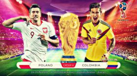 FIFA World Cup Russia 2018 035 24.06.2018 Mecz Polska - Kolumbia, Robert Lewandowski, James Rodriguez