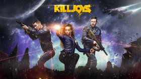 Killjoys (2015-2019) Serial TV 001 Luke Macfarlane jako Davin, Hannah John-Kamen jako Dutch, Aaron Ashmore jako John Jaqobis