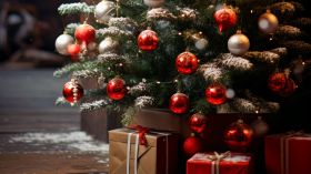Swieta, Boze Narodzenie, Christmas 2234 Choinka, Bombki, Prezenty