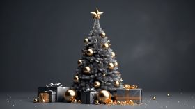 Swieta, Boze Narodzenie, Christmas 2239 Choinka, Prezenty, Zlote Bombki