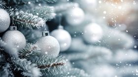 Swieta, Boze Narodzenie, Christmas 2246 Snieg, Choinka, Swierk, Srebrne Bombki