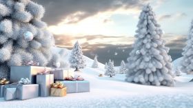 Swieta, Boze Narodzenie, Christmas 2260 Snieg, Zima, Choinki, Prezenty
