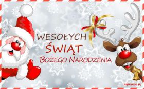 Swiety Mikolaj, Renifer, Zyczenia, Wesolych Swiat Bozego Narodzenia, Swieta