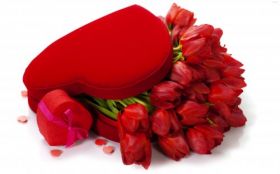 Walentynki, Milosc 5120x3200 025 Czerwone Tulipany, Serca