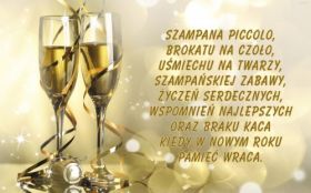 Sylwester, Nowy Rok, New Year 0814 Szampan, Kieliszki, Zyczenia, Szampana Picocolo