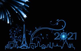Sylwester, Nowy Rok, New Year 1022 Wieza Eiffla, Fajerwerki, Francja, Nowy Rok, Paryz, Vector