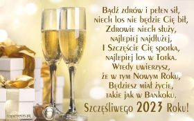Sylwester, Nowy Rok, New Year 1174 Prezenty, Szampan, Kieliszki, 2023 Rok, Zyczenia, Badz zdrow ...