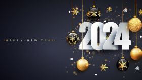 Sylwester, Nowy Rok, New Year 1201 Happy New Year 2024, Vector, Bombki