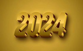 Sylwester, Nowy Rok, New Year 1209 Rok 2024, Vector, Gold