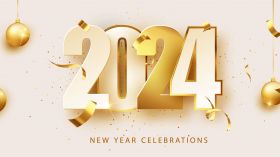 Sylwester, Nowy Rok, New Year 1211 Happy New Year 2024, Vector, Bombki