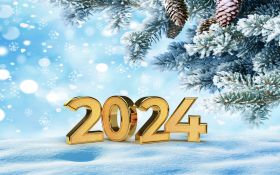 Sylwester, Nowy Rok, New Year 1224 Vector, 2024 Rok, Swierk, Zima, Snieg