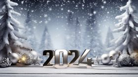 Sylwester, Nowy Rok, New Year 1244 Choinki, Bombki, 2024 Rok