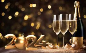 Sylwester, Nowy Rok, New Year 1248 Bombki, Szampan, Kieliszki, 2024 Rok