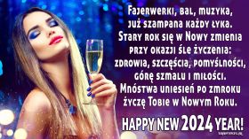 Sylwester, Nowy Rok, New Year 1258 Blondynka, Kobieta, Kieliszek Szampana, Zyczenia Noworoczne, Fajerwerki, bal, muzyka ...