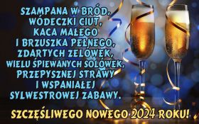 Sylwester, Nowy Rok, New Year 1262 Zyczenia Noworoczne, 2024 Rok, Kieliszki Szampana, Szampana w brod ...