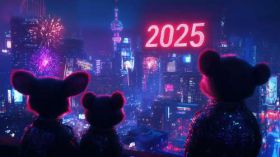 Sylwester, Nowy Rok, New Year 1286 Miasto, Ludzie, Budynki, Fajerwerki, Nowy 2025 Rok