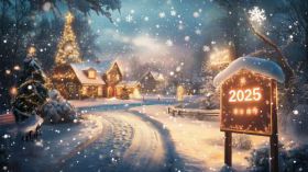 Sylwester, Nowy Rok, New Year 1289 Wies, Budynki, Zima, Snieg, 2025 Rok