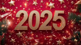 Sylwester, Nowy Rok, New Year 1300 Czerwony Kolor, 2025, Gwiazdki, Swierk