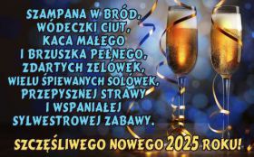 Sylwester, Nowy Rok, New Year 1325 Zyczenia Noworoczne, 2025 Rok, Kieliszki Szampana, Szampana w brod ...