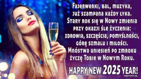 Sylwester, Nowy Rok, New Year 1327 Blondynka, Kobieta, Kieliszek Szampana, Zyczenia Noworoczne, 2025, Fajerwerki, bal, muzyka ...