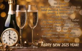 Sylwester, Nowy Rok, New Year 1333 Zegar, Kieliszki, Szampan, Zabawne Zyczenia na Nowy 2025 Rok