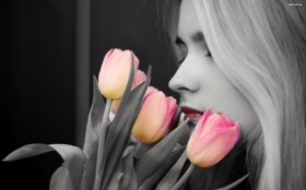 Kobieta, Girl 2560x1600 782 Tulipany, Twarz