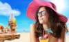 Kobieta, Girl 2880x1800 171 Lato, Plaza, Morze, Kapelusz, Okulary, Drink